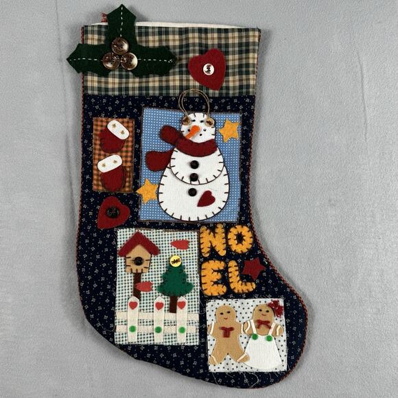 VTG 1990s Lot of 3 Quilted Patchwork Christmas Stockings 19” Angel Snowman Read - Picture 9 of 11